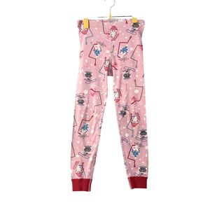 HANNA ANDERSSON Girls Pink Winter Cats Ski Pajama Pants Size 8 Organic Cotton